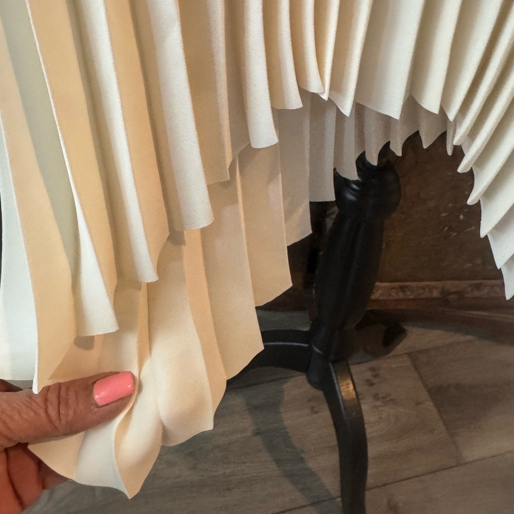 Tory Burch Cream Sunburst Pleated Midi Skirt - Picture 2 of 11